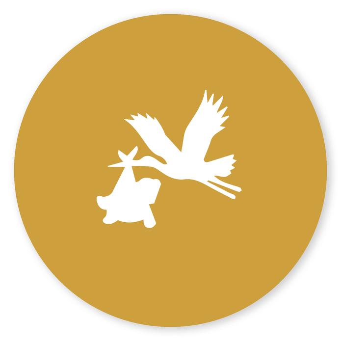 Sluitsticker ooievaar okergeel