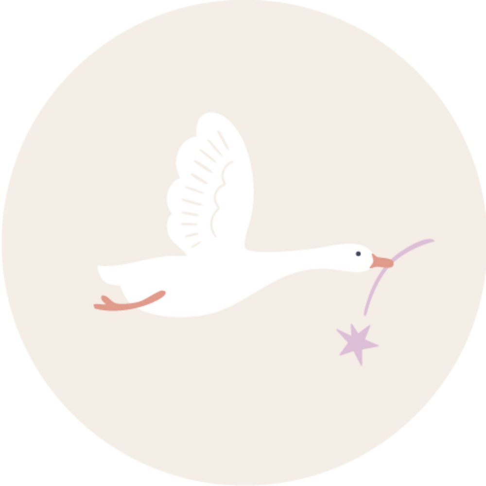 Sluitsticker vliegend gansje lila