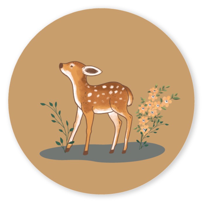 Sluitsticker hertje karamel Oisin