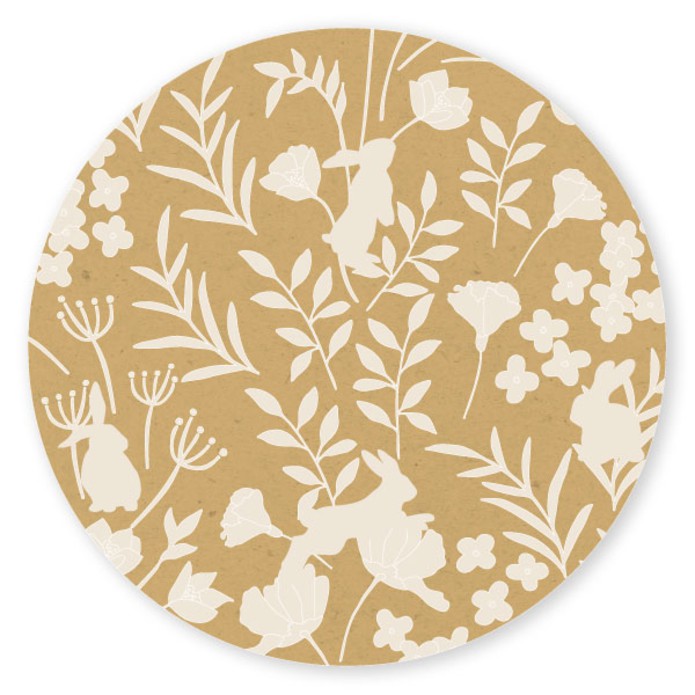 Sluitsticker konijntjes lente Chiel oker geel